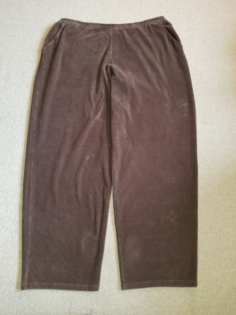 Womens Pants-L L BEAN-brown "Perfect Fit Knit Cords Straight Leg" pull-on-2X